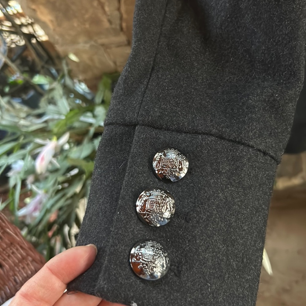 Guess Gray Wool Double Breasted Medium Coat; Fully Lined; Silver Buttons; NWOT - Picture 9 of 12